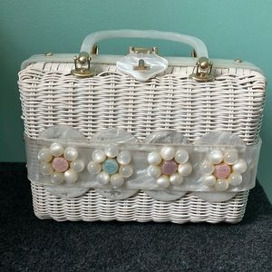 Vintage Wicker and Lucite Handbag